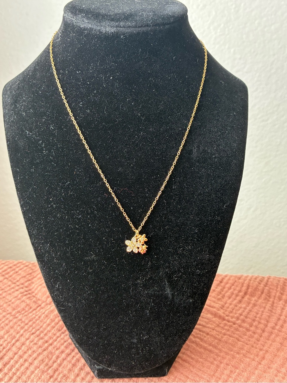 Delicate Gold Tone Flower Pendant Necklace - Women's Jewelry 16”-18”